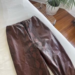 PRETTY LITTLE THING Maroon Snakeskin Print Pants